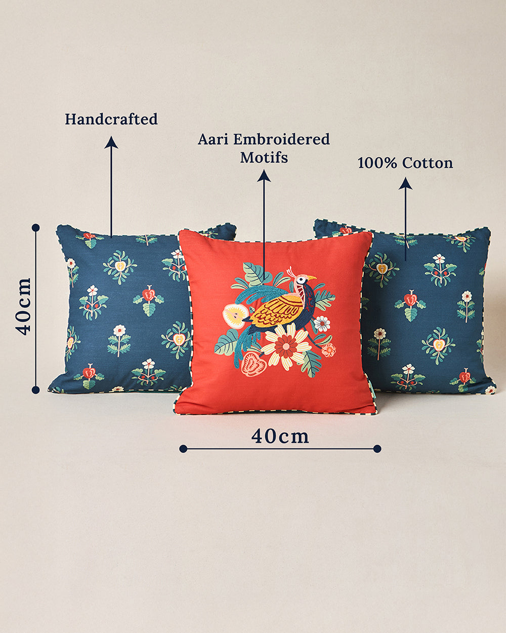 Monal Cushion Cover - Set of 3, 16" | Kashmir Trails
