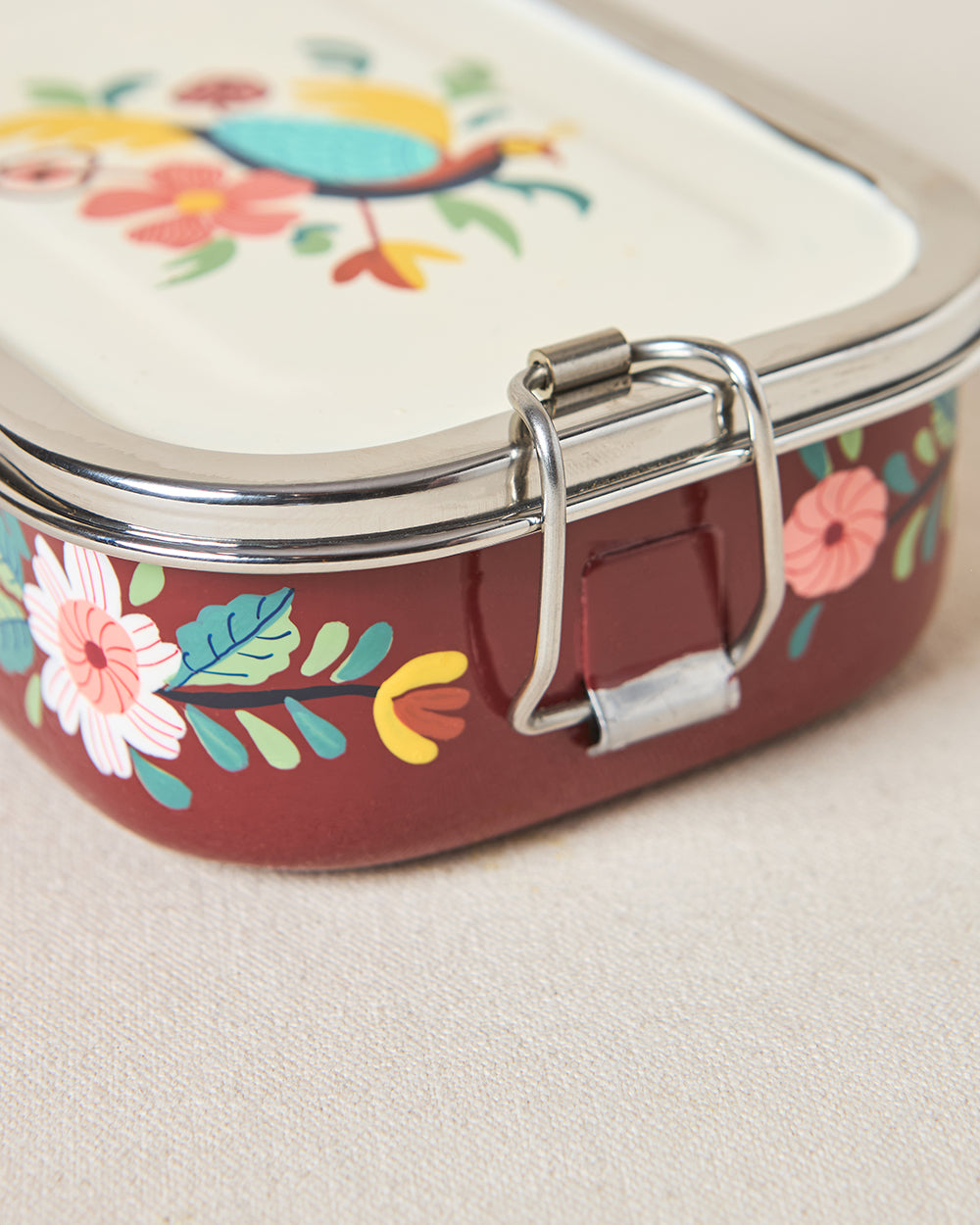 Monal Hand-painted Rectangular Tiffin, 650ml | Kashmir Trails