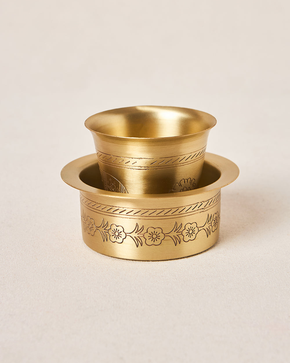 Rani Bagh Filter Coffee Brass Gift Set - Set of 2 | Palace Memoirs