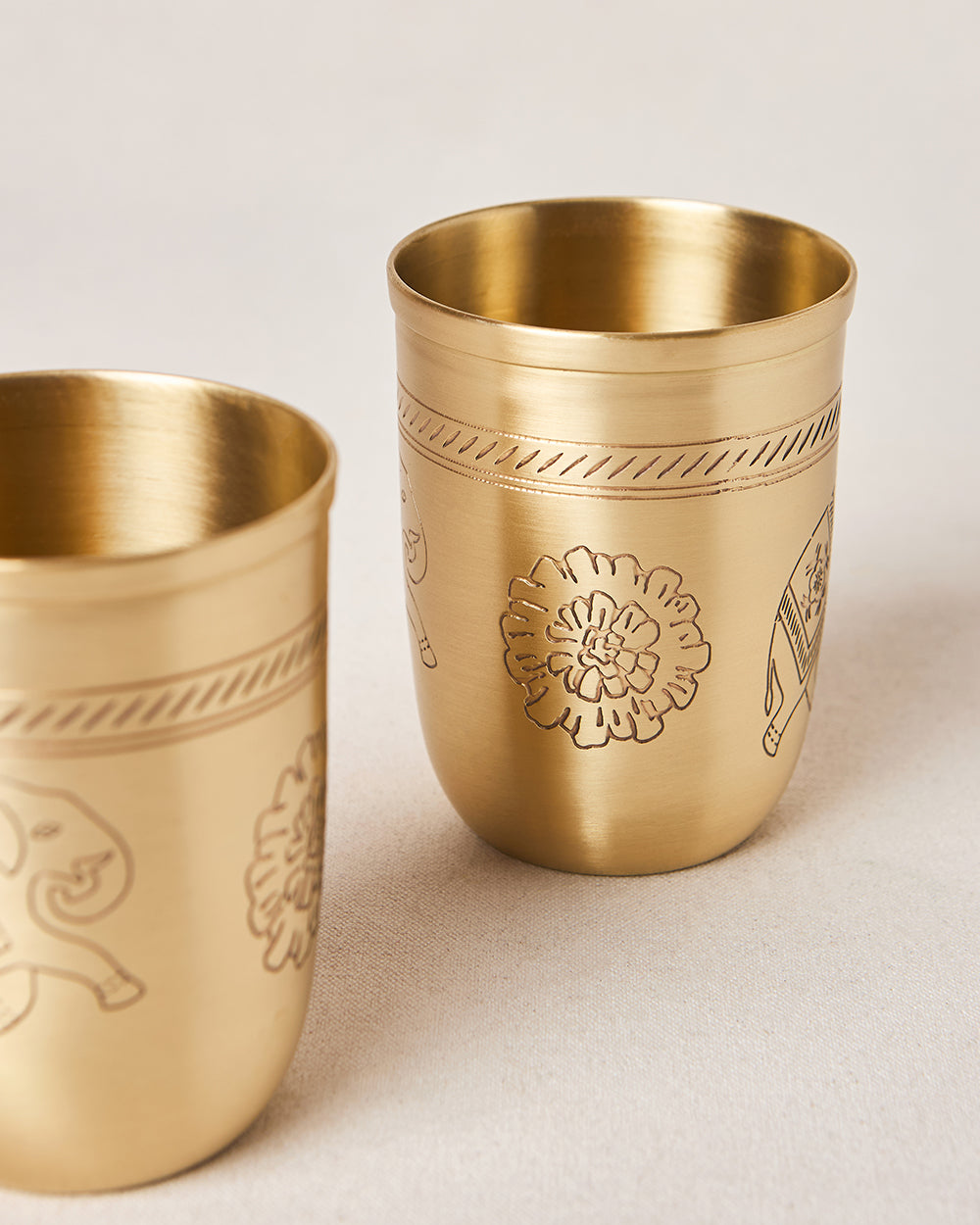 Royal Tusker Brass Tumbler Gift Set- Set of 2 | Palace Memoirs