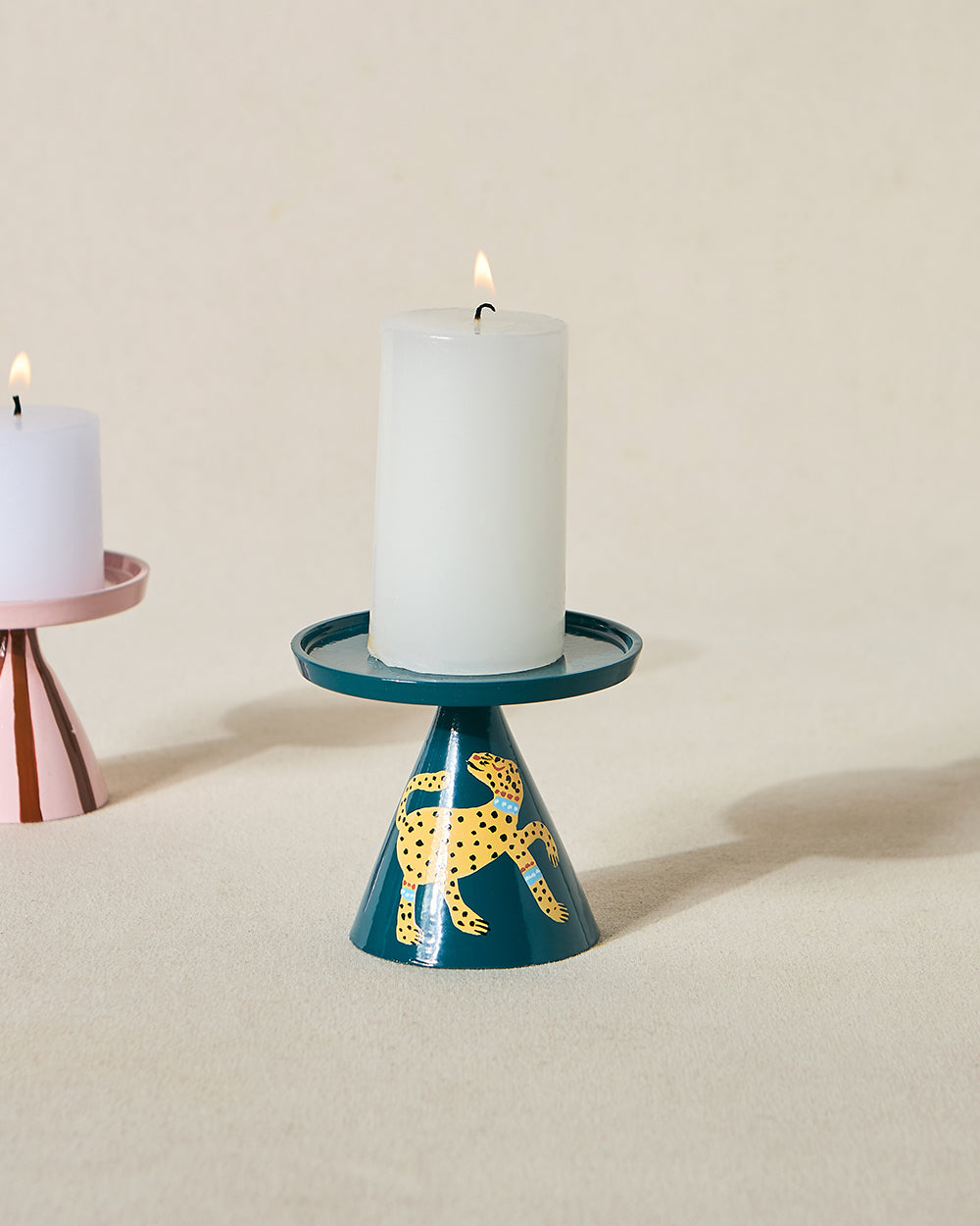 Paradise Stripes Candle Stand, Hand-painted | Lost in Paradise