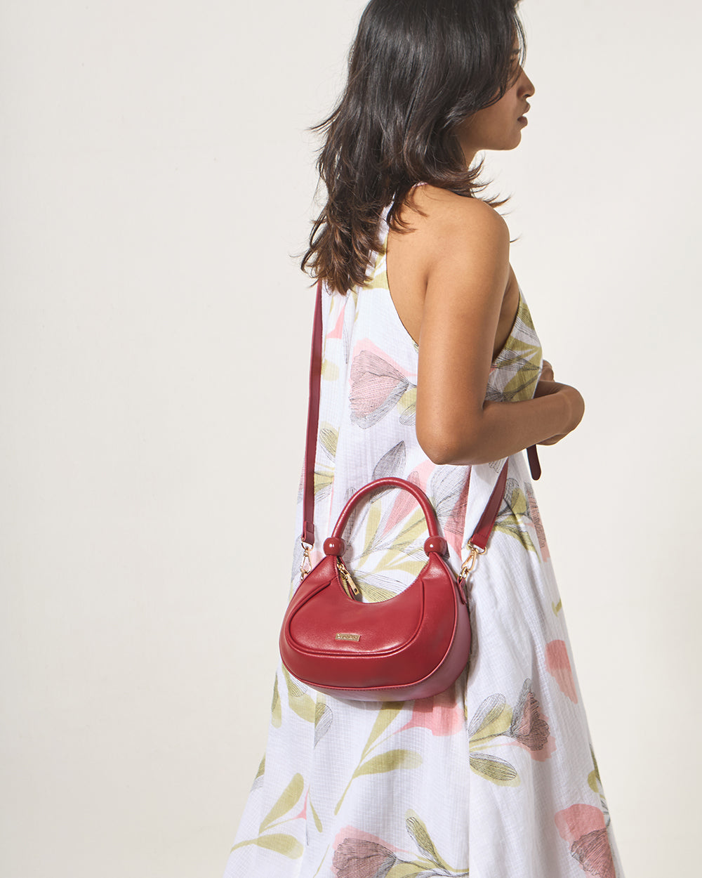 The Venice Crescent Handbag, Maroon | Lost In Paradise