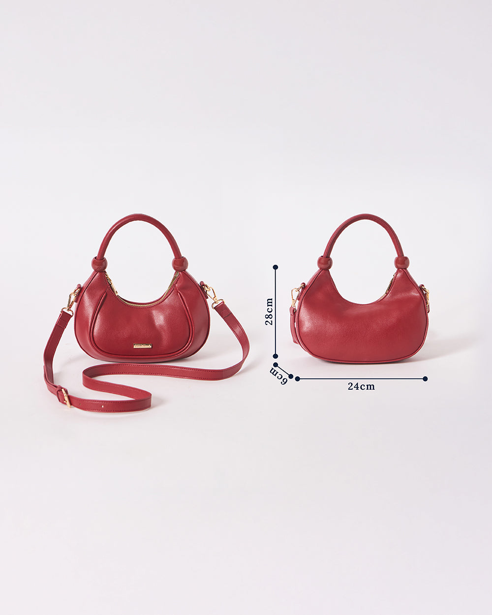 The Venice Crescent Handbag, Maroon | Lost In Paradise