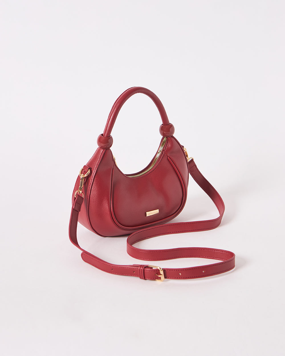 The Venice Crescent Handbag, Maroon | Lost In Paradise