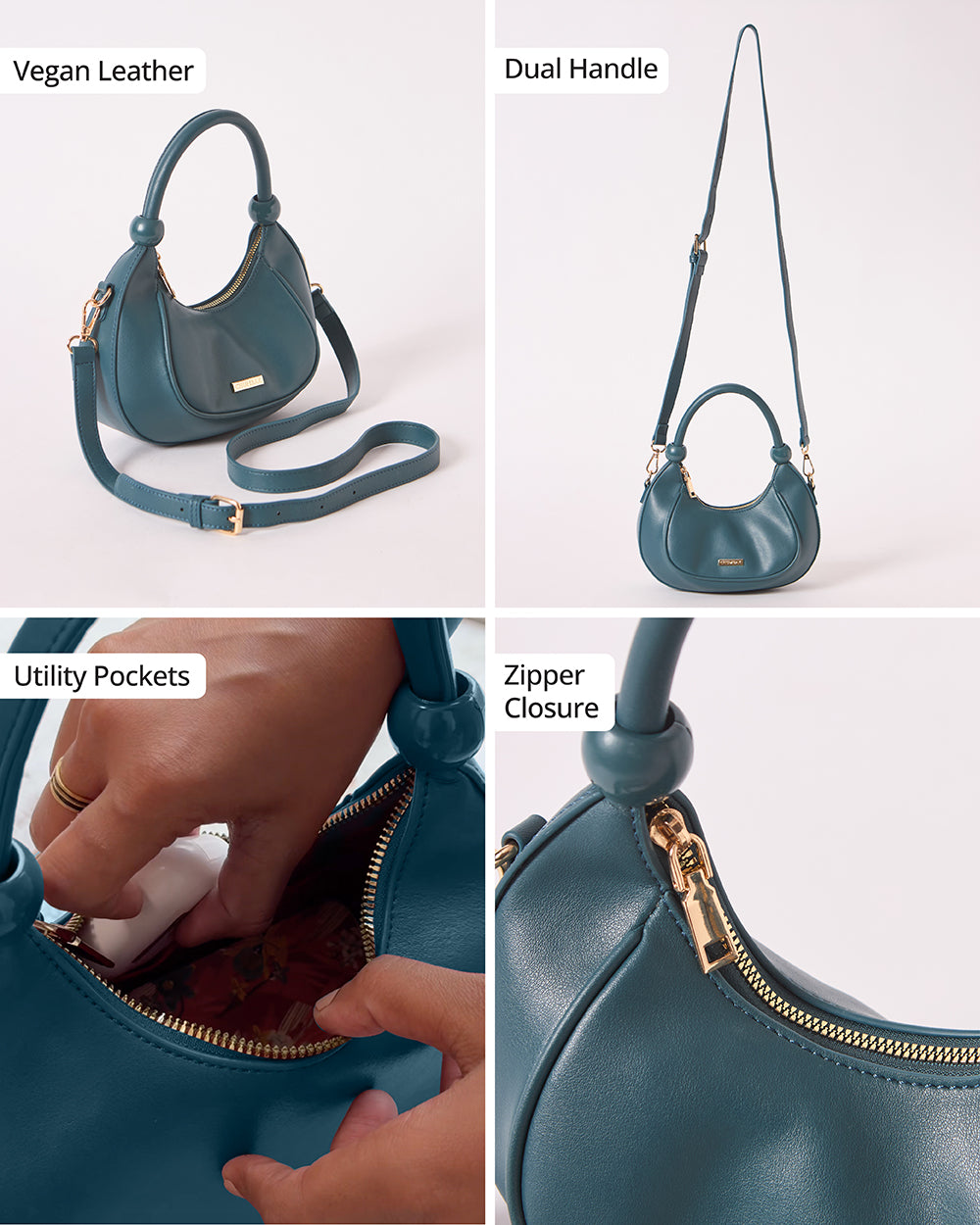 The Venice Crescent Handbag, Deep Teal | Lost In Paradise