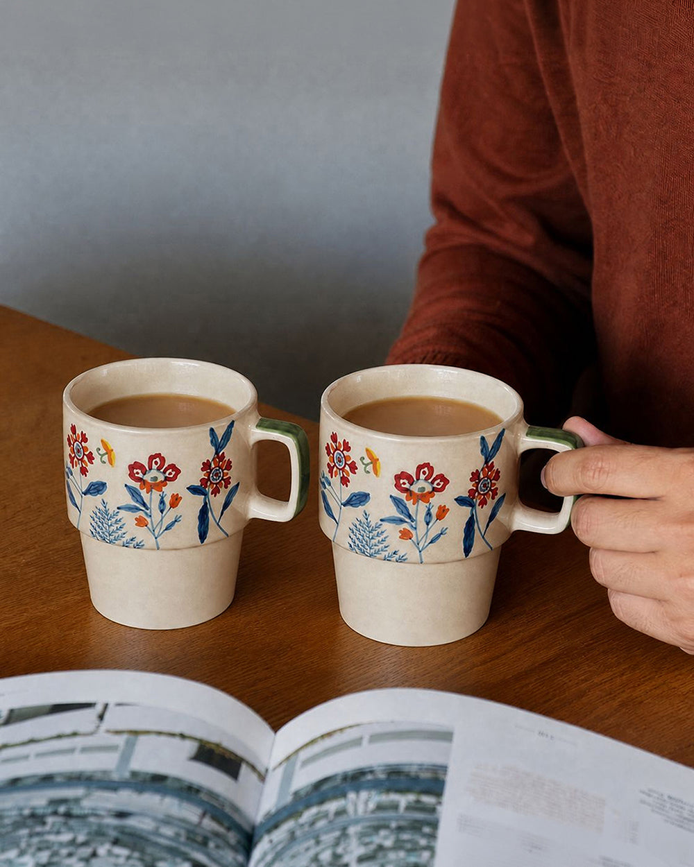 Wild Bloom Stacked Mug Set of 2 | Forest Folklore