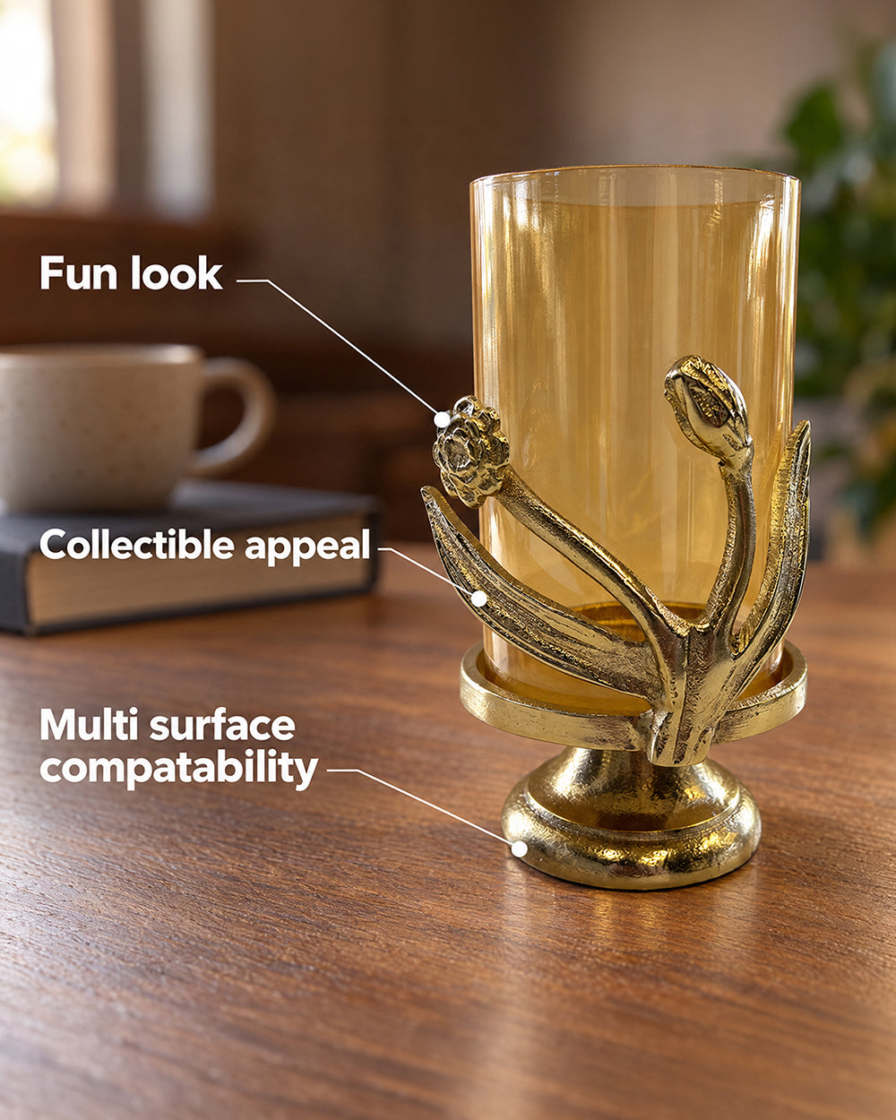 Genda Glow Brass Candle Holder - Small | Haveli Socials