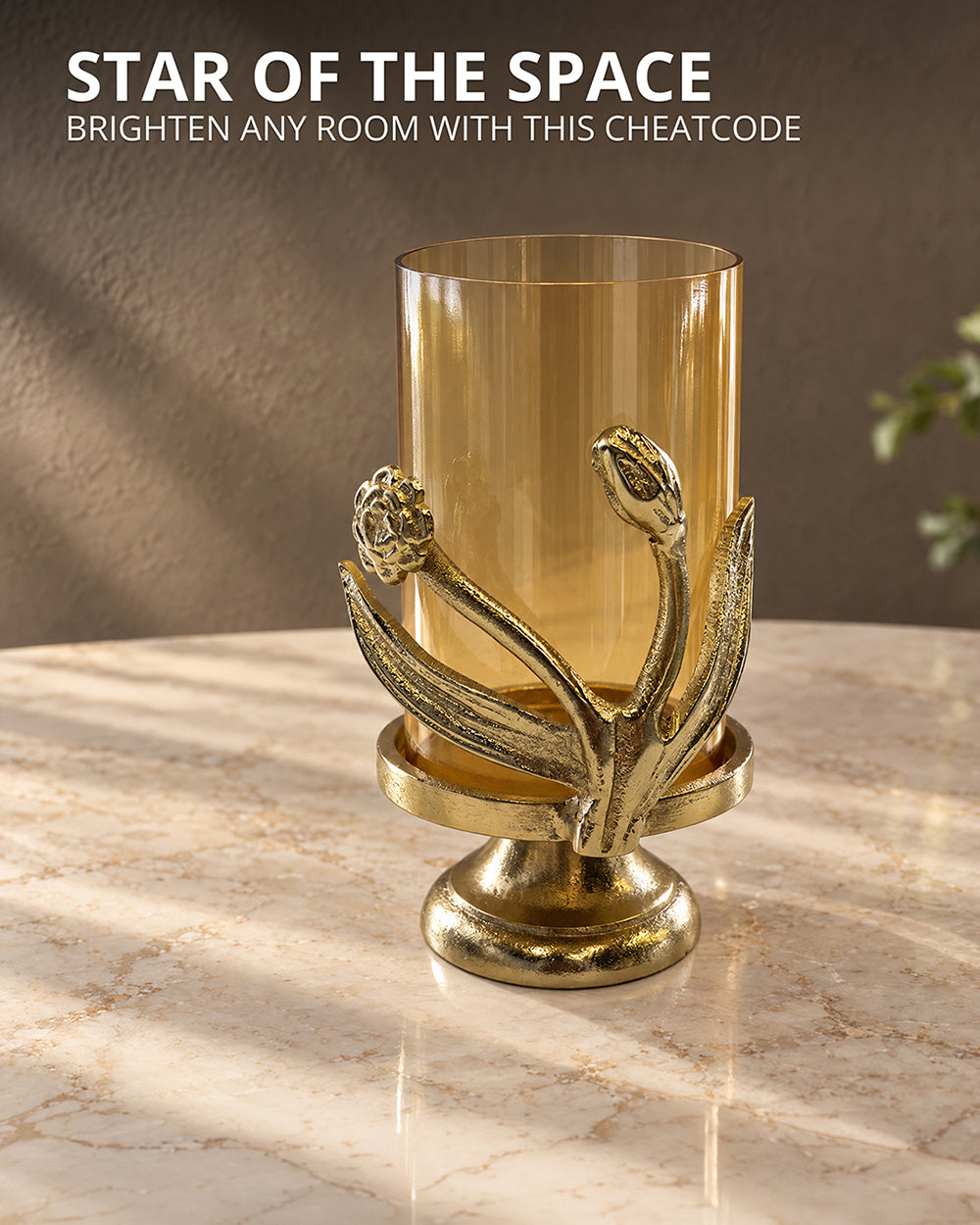 Genda Glow Brass Candle Holder - Small | Haveli Socials