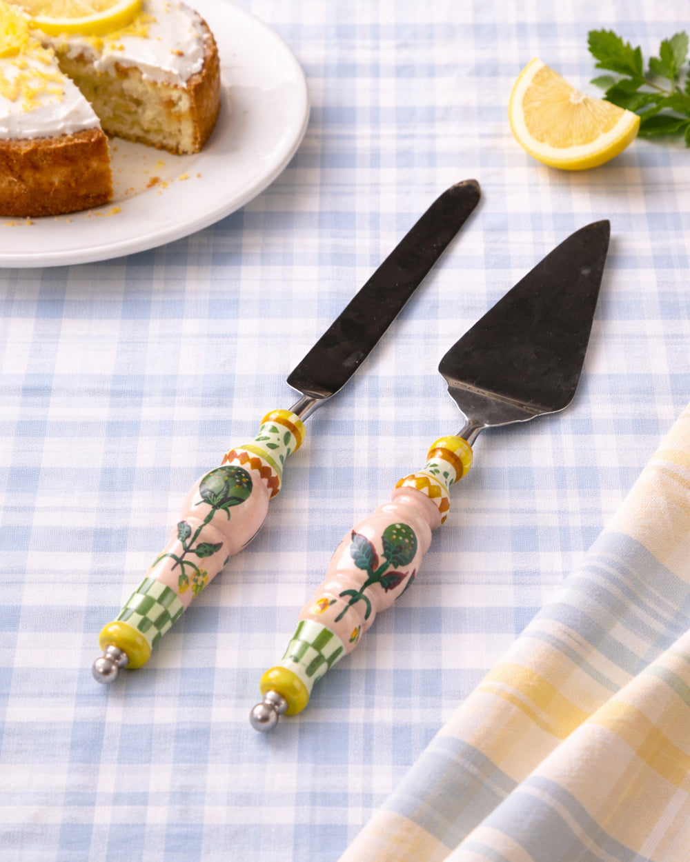 Limonata Cake Server Cutlery Set, Set of 2 | Citrus Zest