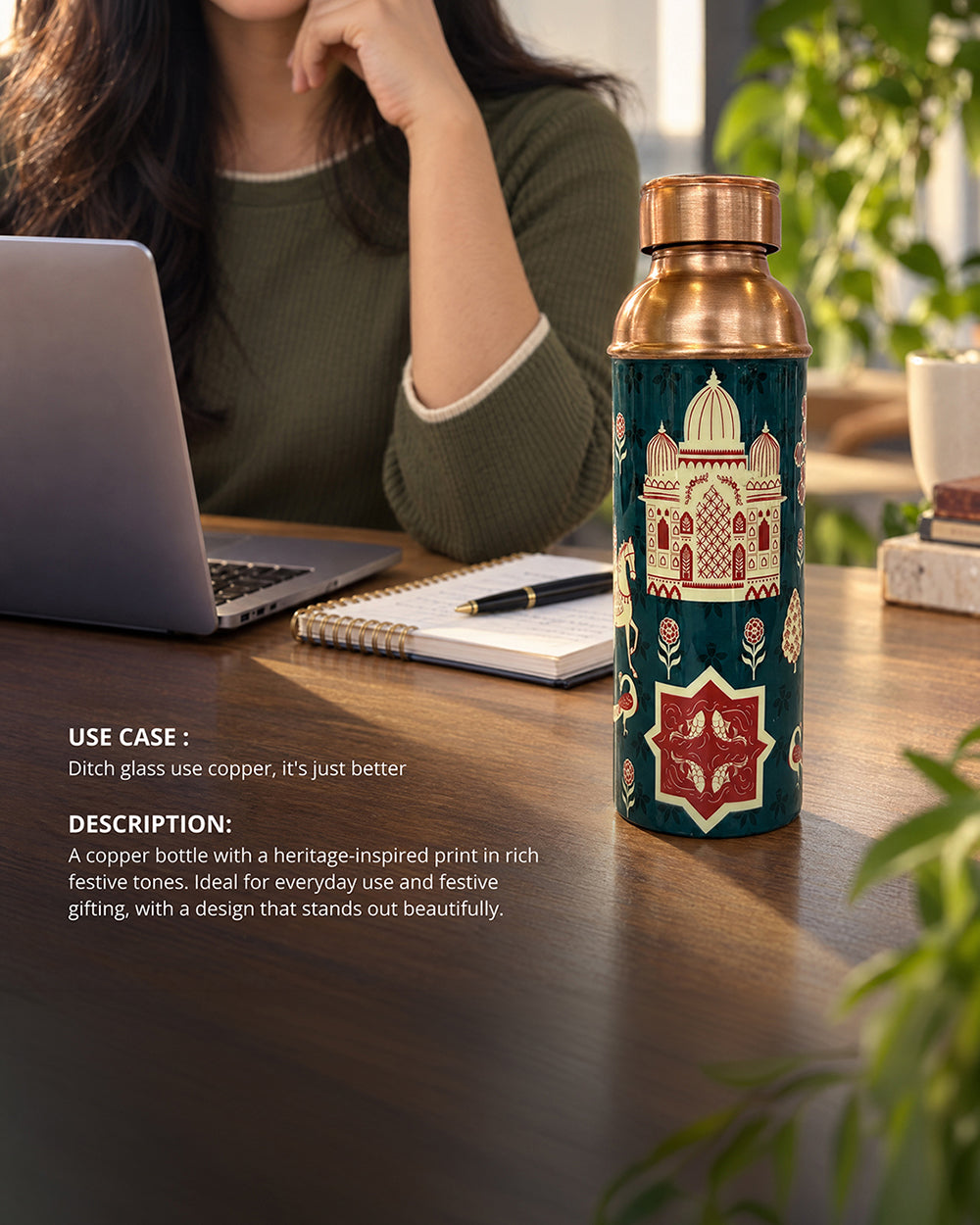 Tilla On The Go Copper Bottle | Haveli Socials