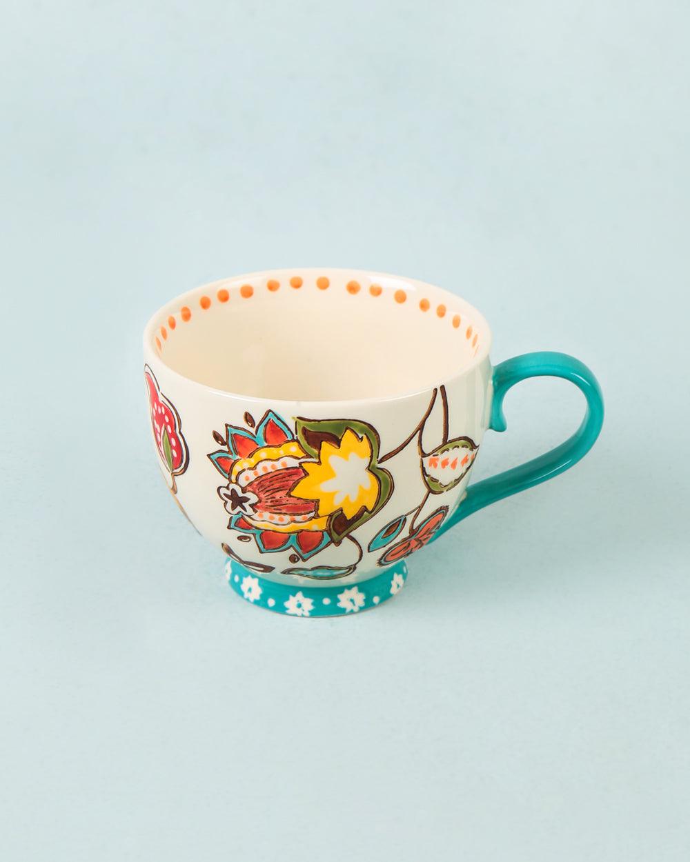 Chumbak Boho Spirit Mug - Ivory & Teal