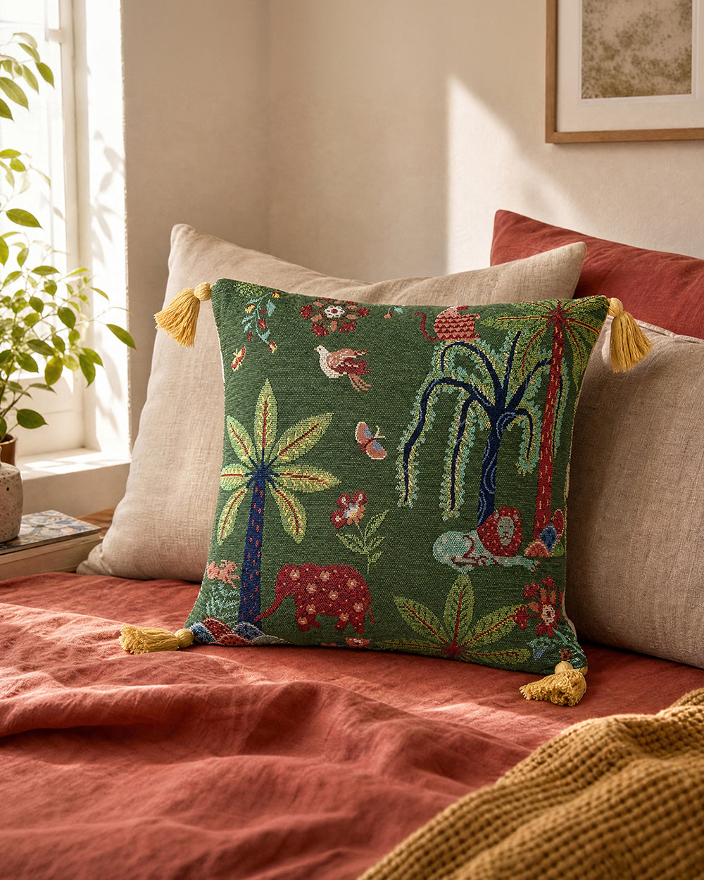 Tusker Trails Jacquard Cushion Cover | Forest Folklore