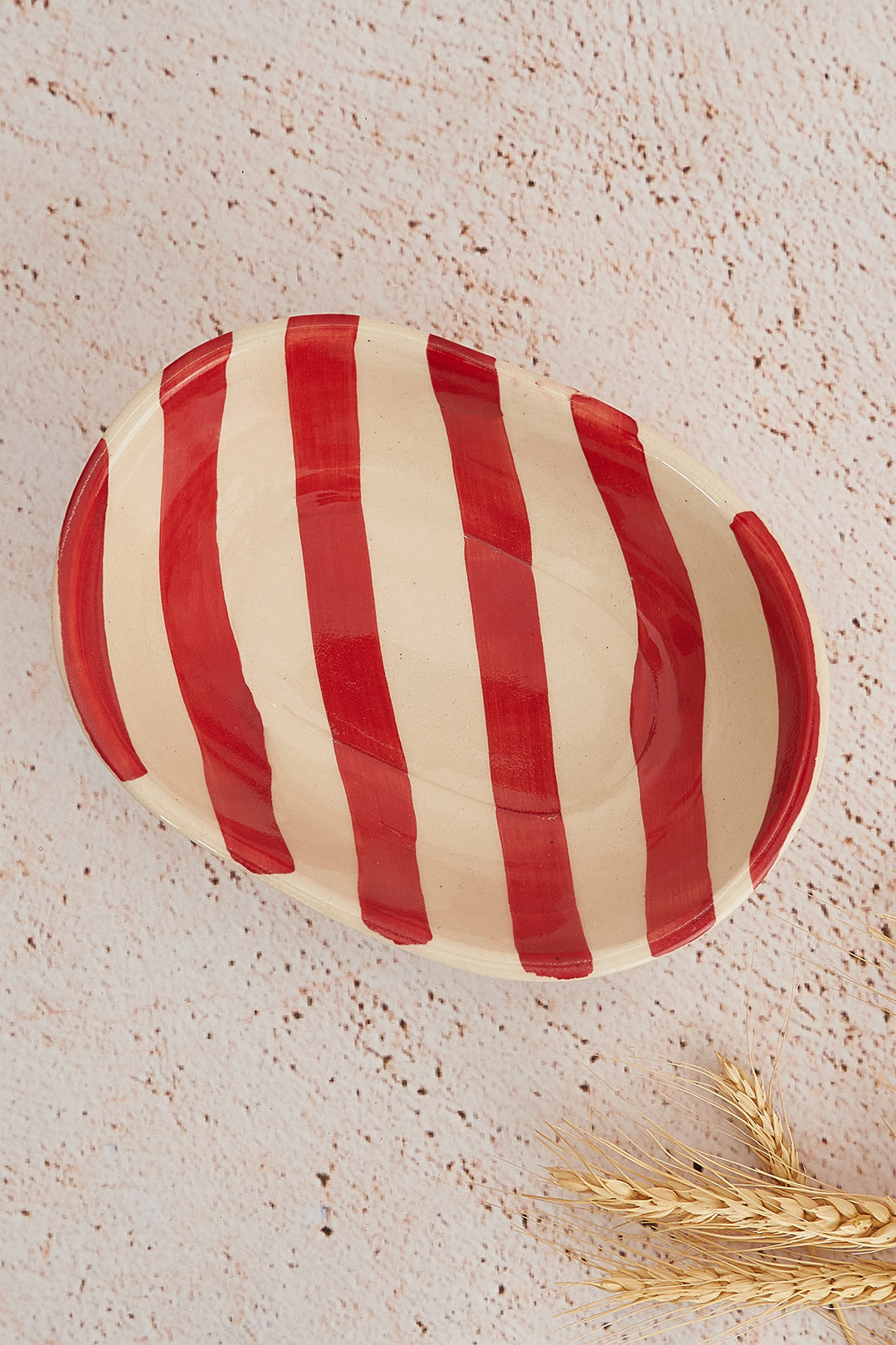 Retro Stripe Dish, Red