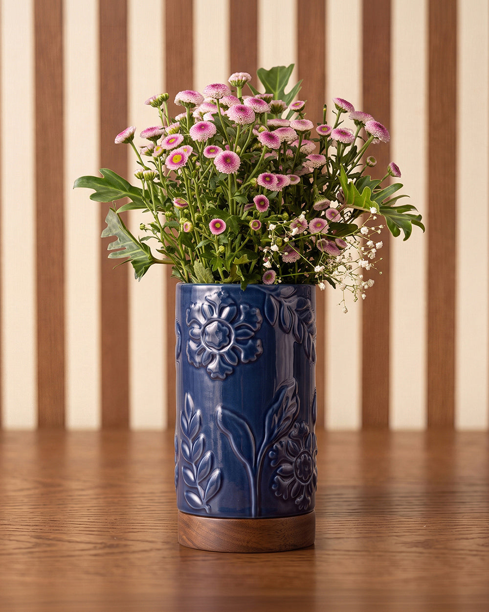 Midnight  Bloom Vase with Wooden Base | Forest Folklore