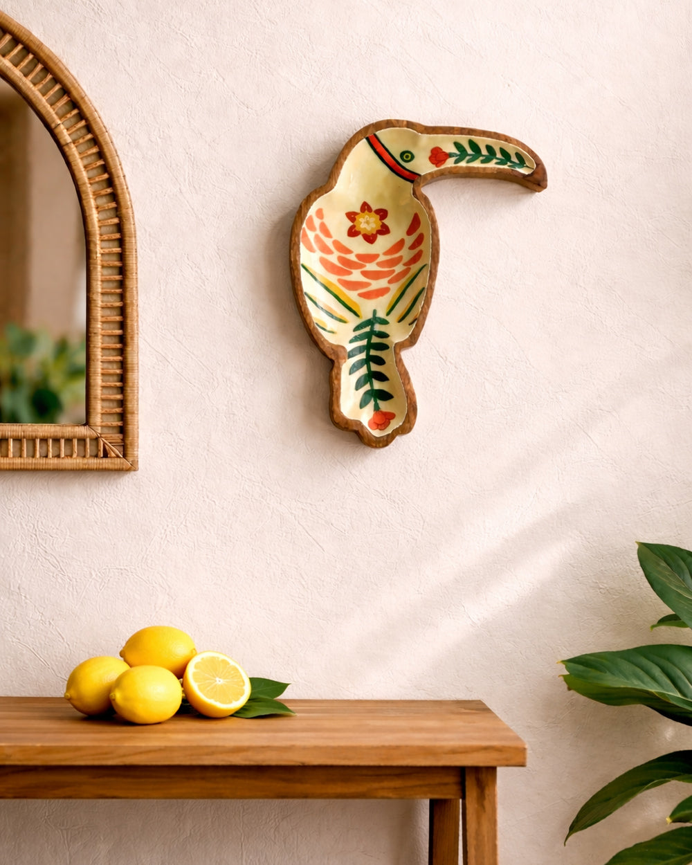 Birdie Wooden Platter-cum-Wall Décor ( Large) | Citrus Zest