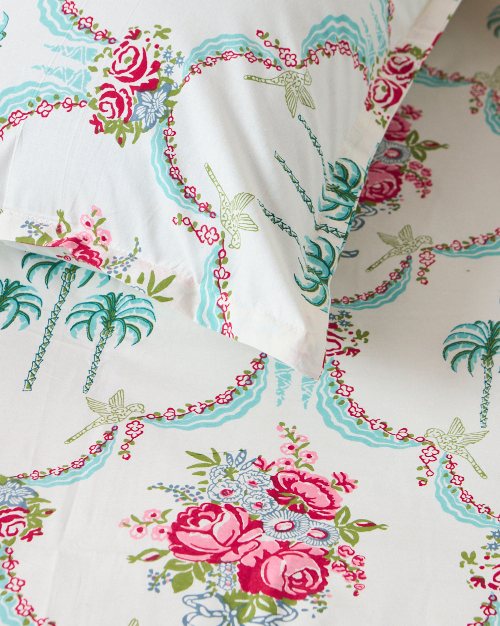 Palms & Gulaab, Rose Bedsheet Set 180TC