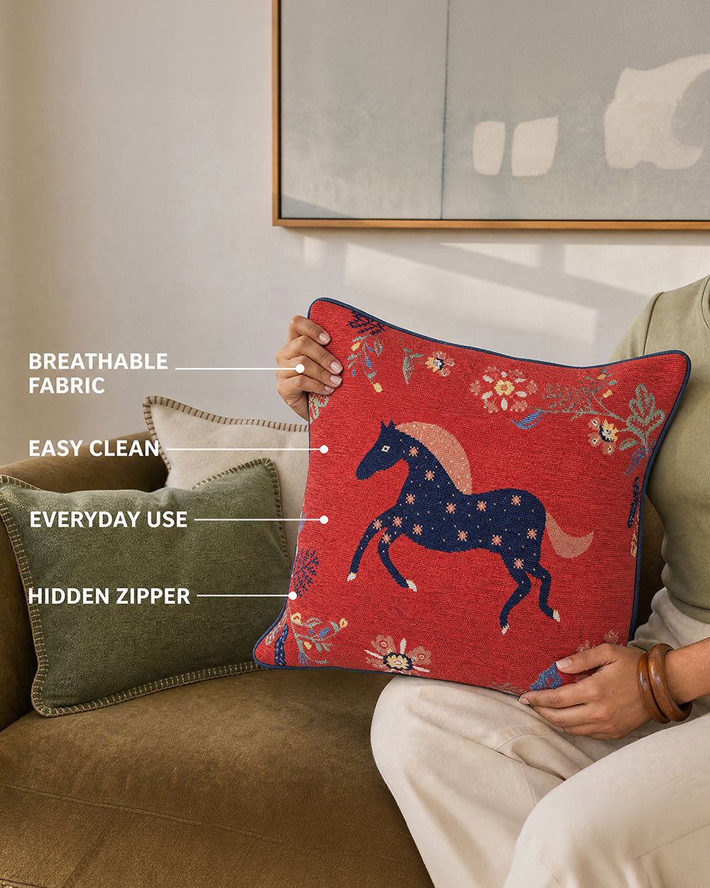 Galloping Grove Jacquard Cushion Cover - Set of 2 | Forest Folklore