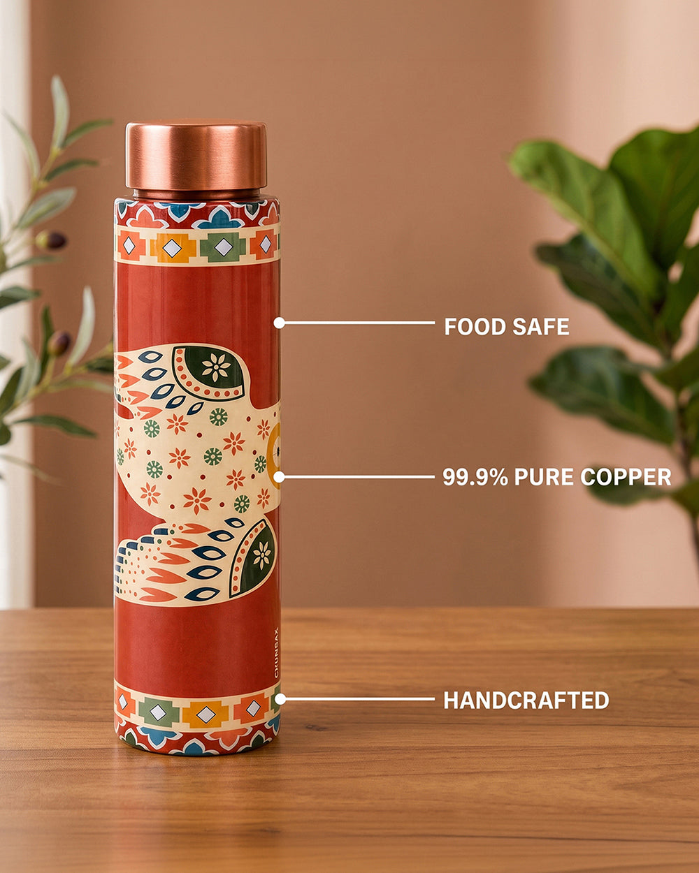 Wise Owl Copper Bottle - 900 ml | Forest Folklore