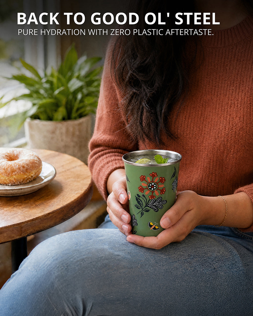 Bloom Steel Tumbler - 350 ml, Handpainted | Forest Folklore