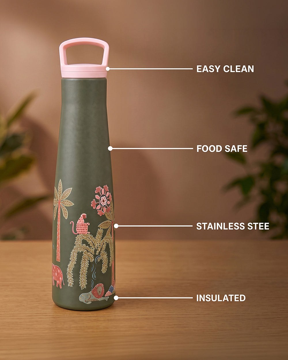 Forest Bloom Insulated Steel Sipper - 650 ml | Forest Folklore