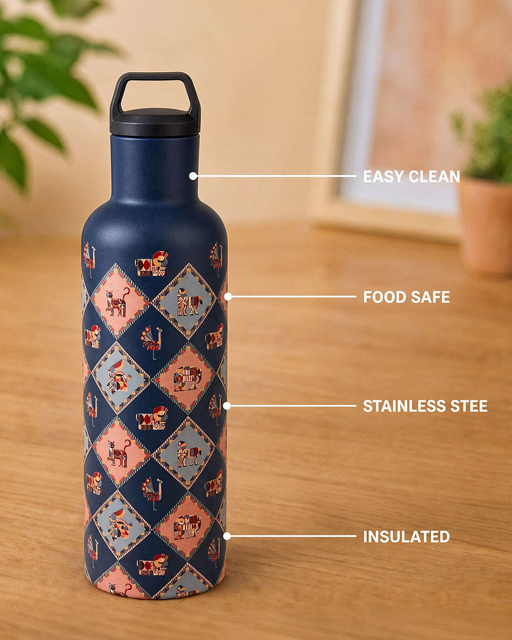 Jungle Jigsaw Insulated Steel Sipper - 900 ml | Forest Folklore