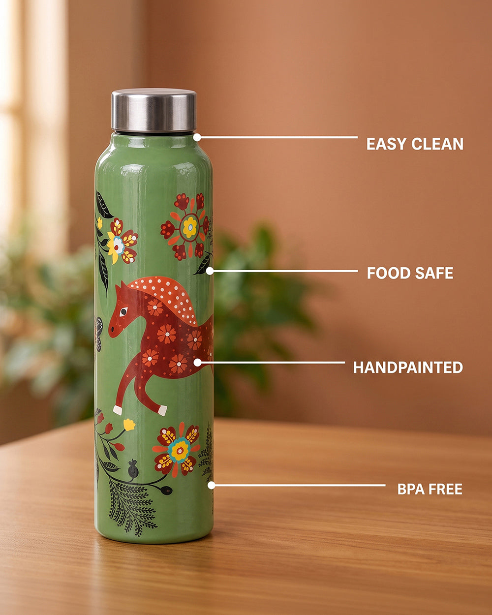 The Knight Steel Sipper - 900 ml, Handpainted | Forest Folklore