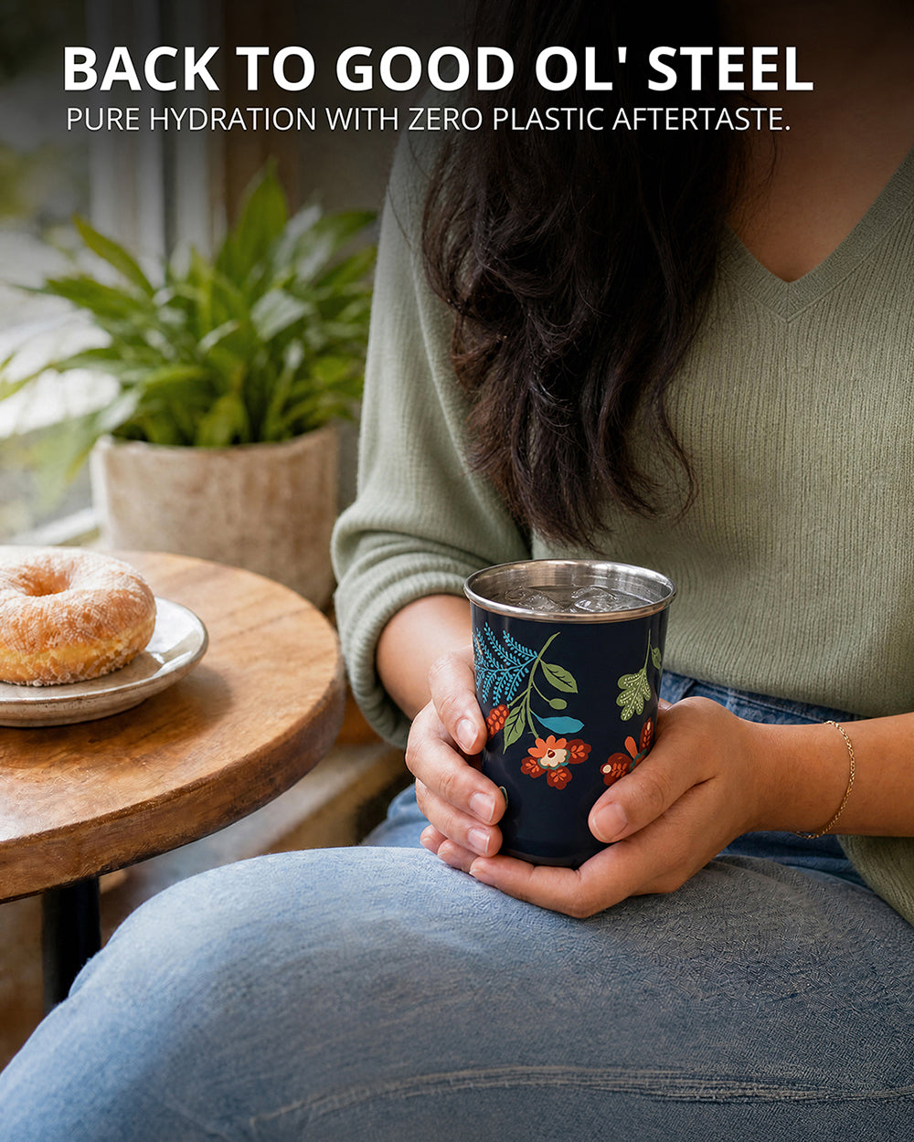 Bloom Steel Tumbler - 250 ml, Handpainted | Forest Folklore