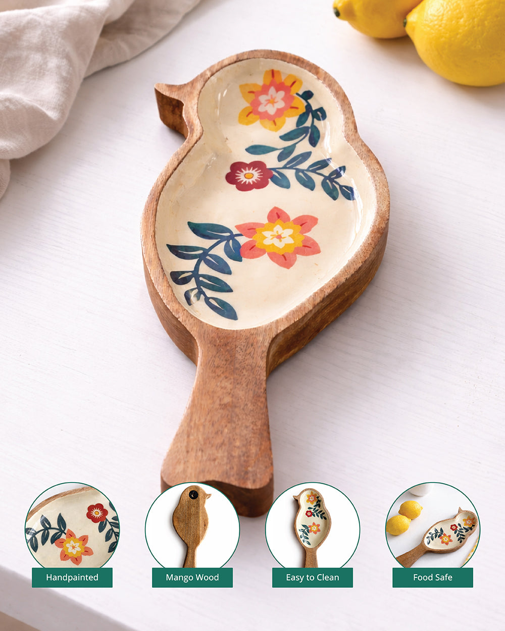 Birdie Wooden Platter-cum-Wall Décor ( Small) | Citrus Zest