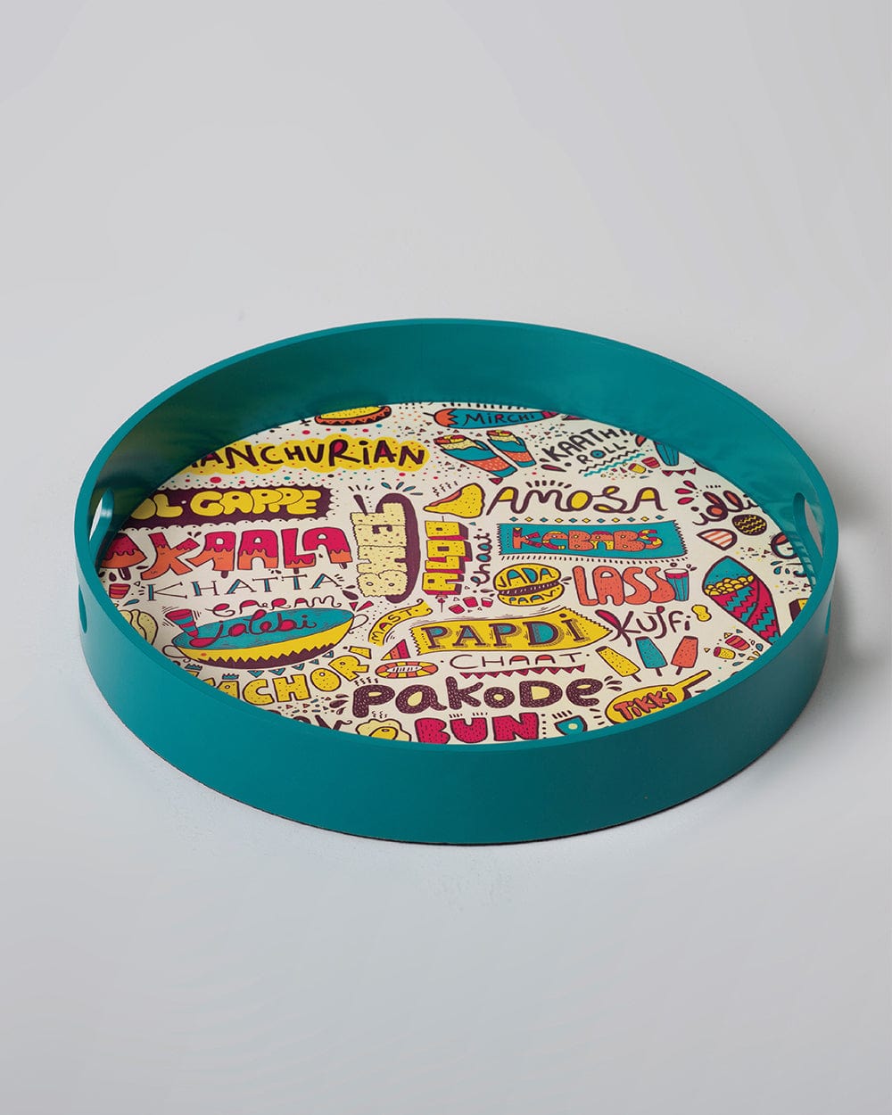 Chumbak Street Food Round Tray - Teal