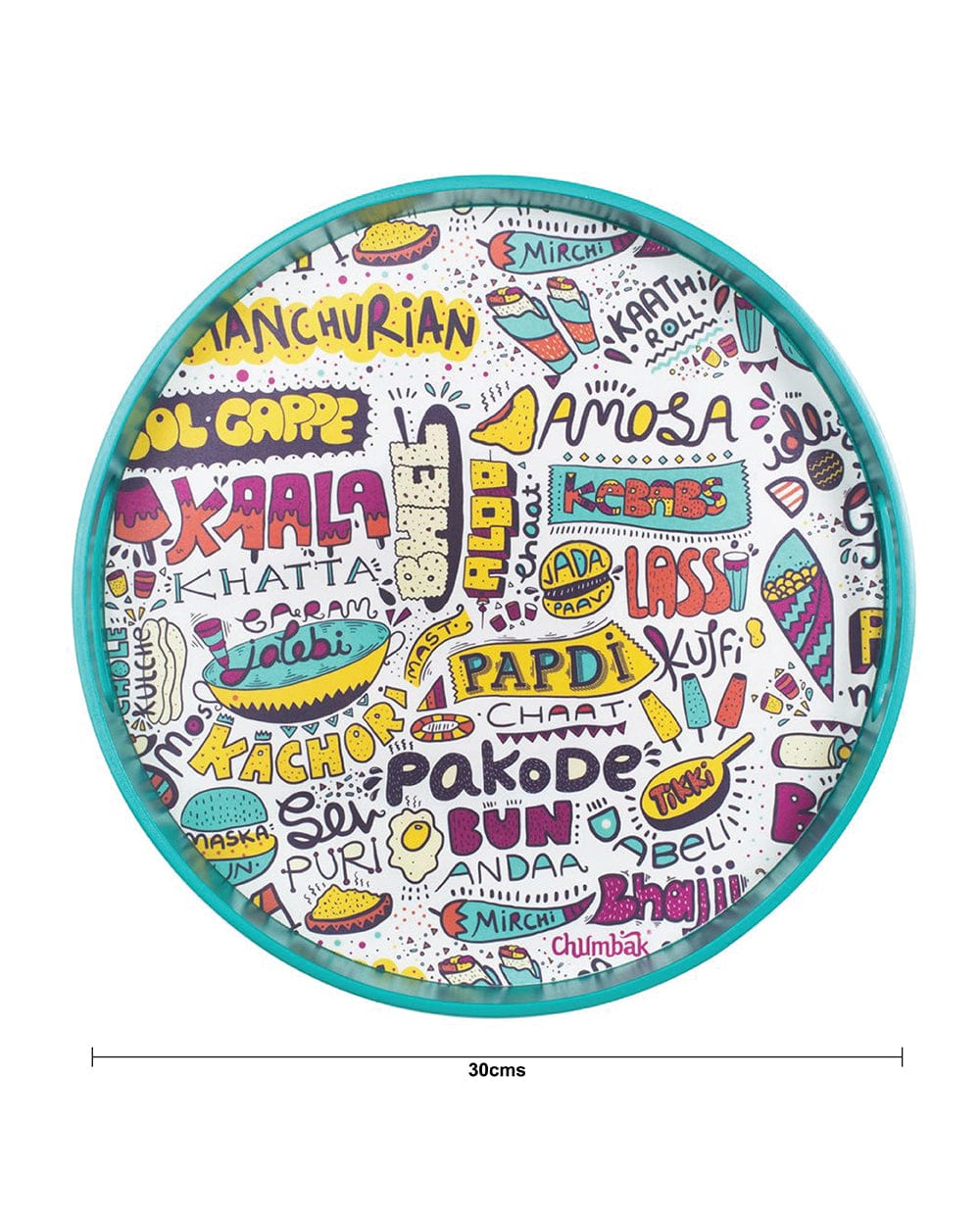 Chumbak Street Food Round Tray - Teal