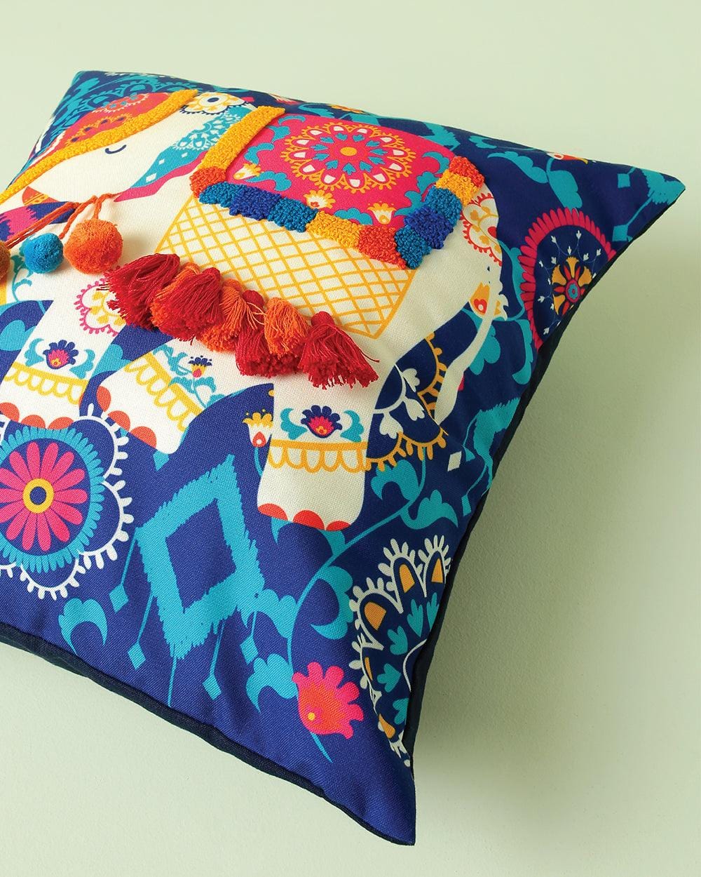 Chumbak Carnival Elephant Tassel Cushion Cover