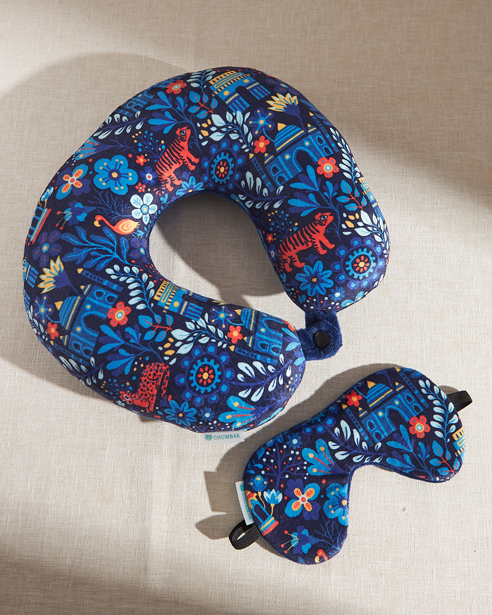 Midnight Jungle Travel Pillow with Eye mask