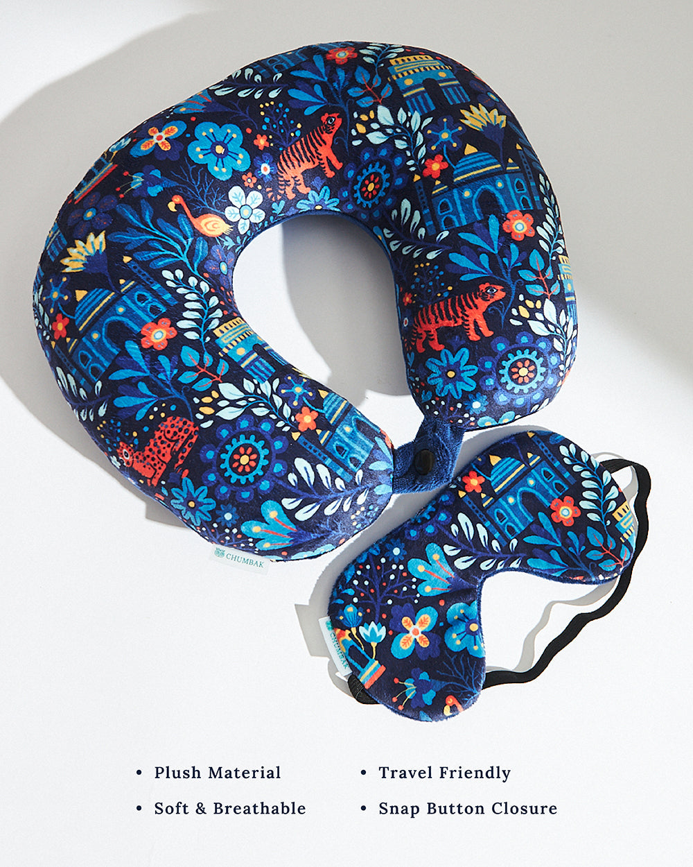 Midnight Jungle Travel Pillow with Eye mask