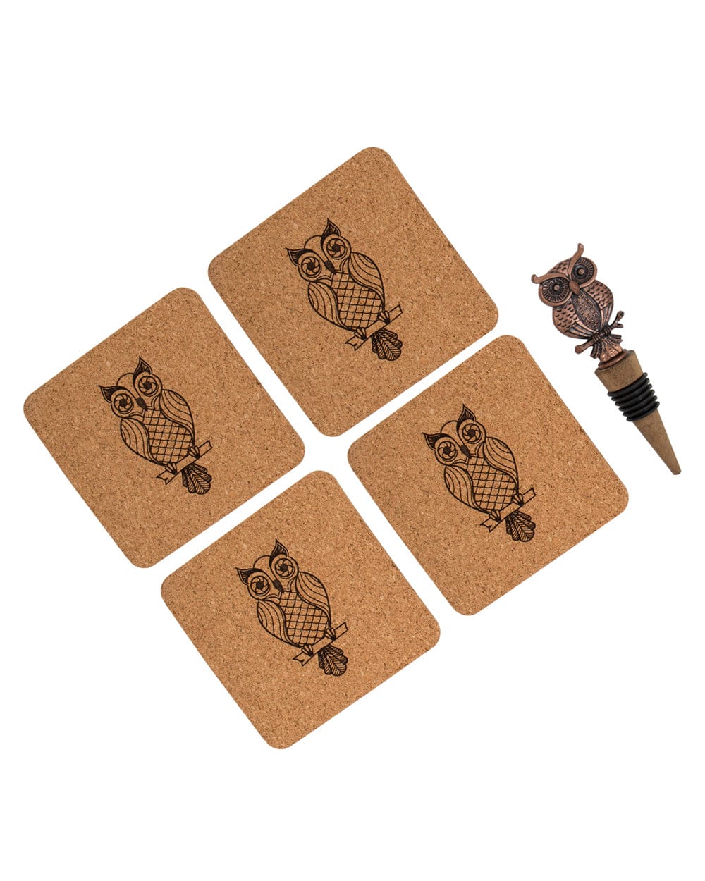 Chumbak Wooden Bar Essentials Set - Owl