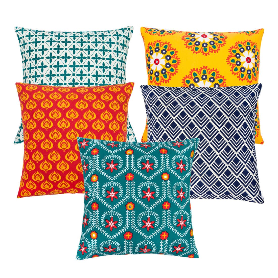 Chumbak Pattern Party Cushion Cover - Set of 5