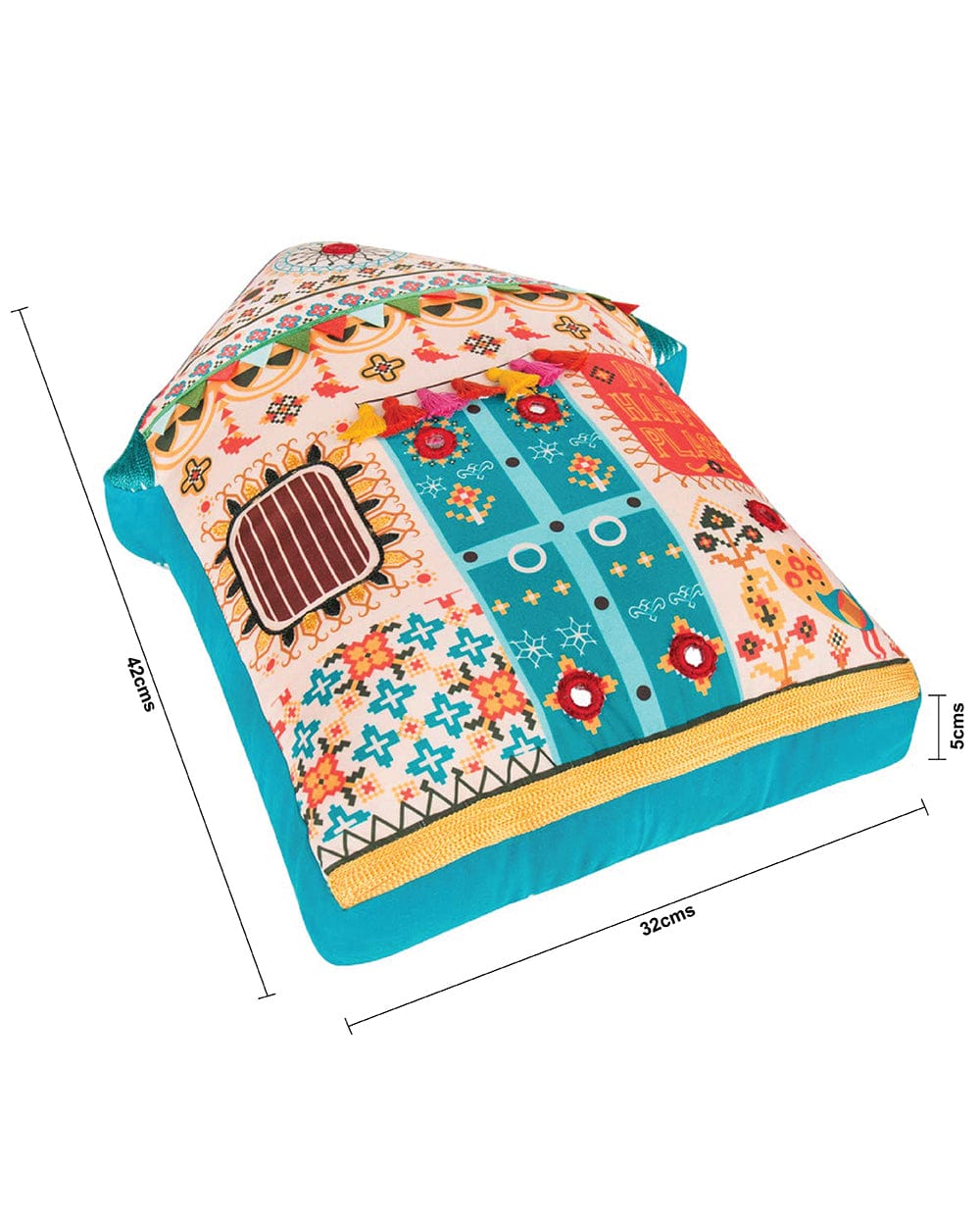 Chumbak My Happy Place Shape Cushion - Teal