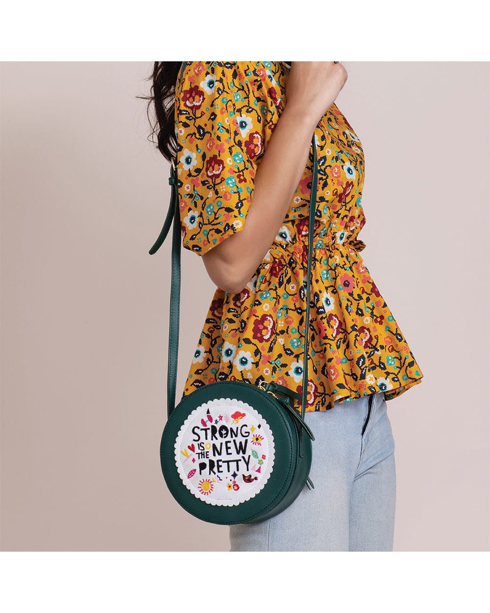 Chumbak Strong Is The New Pretty Sling Bag - Green