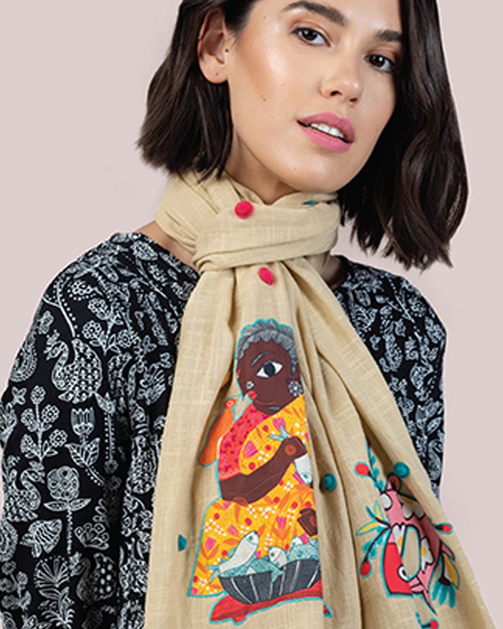 Chumbak Tireless Fishmonger Rectangular Scarf