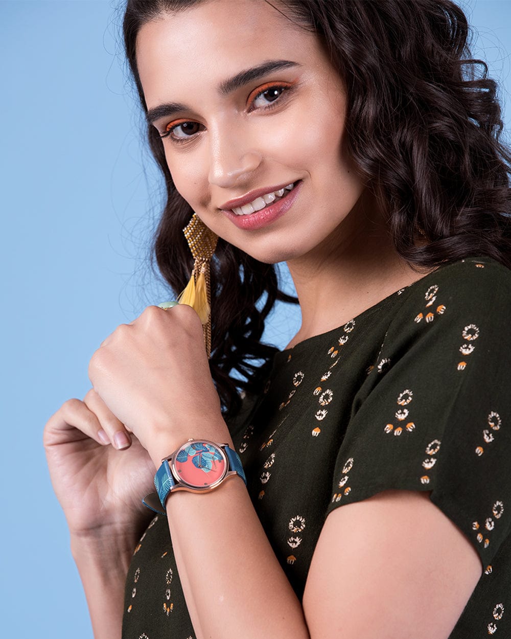 Chumbak TEAL by Chumbak Bohemian Leaves Wrist Watch- Teal