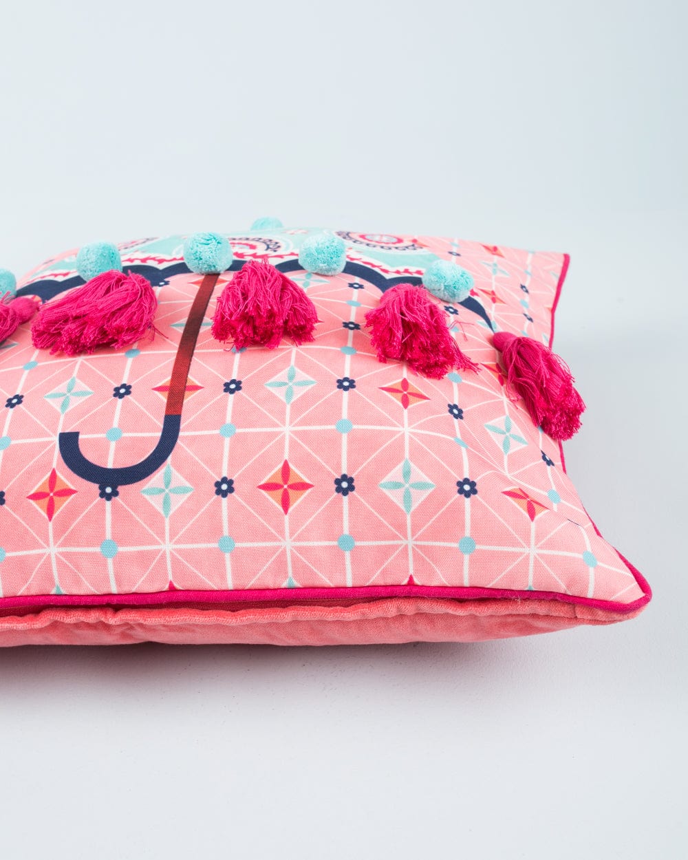 Chumbak Folk Umbrella Tasseled Cushion Cover