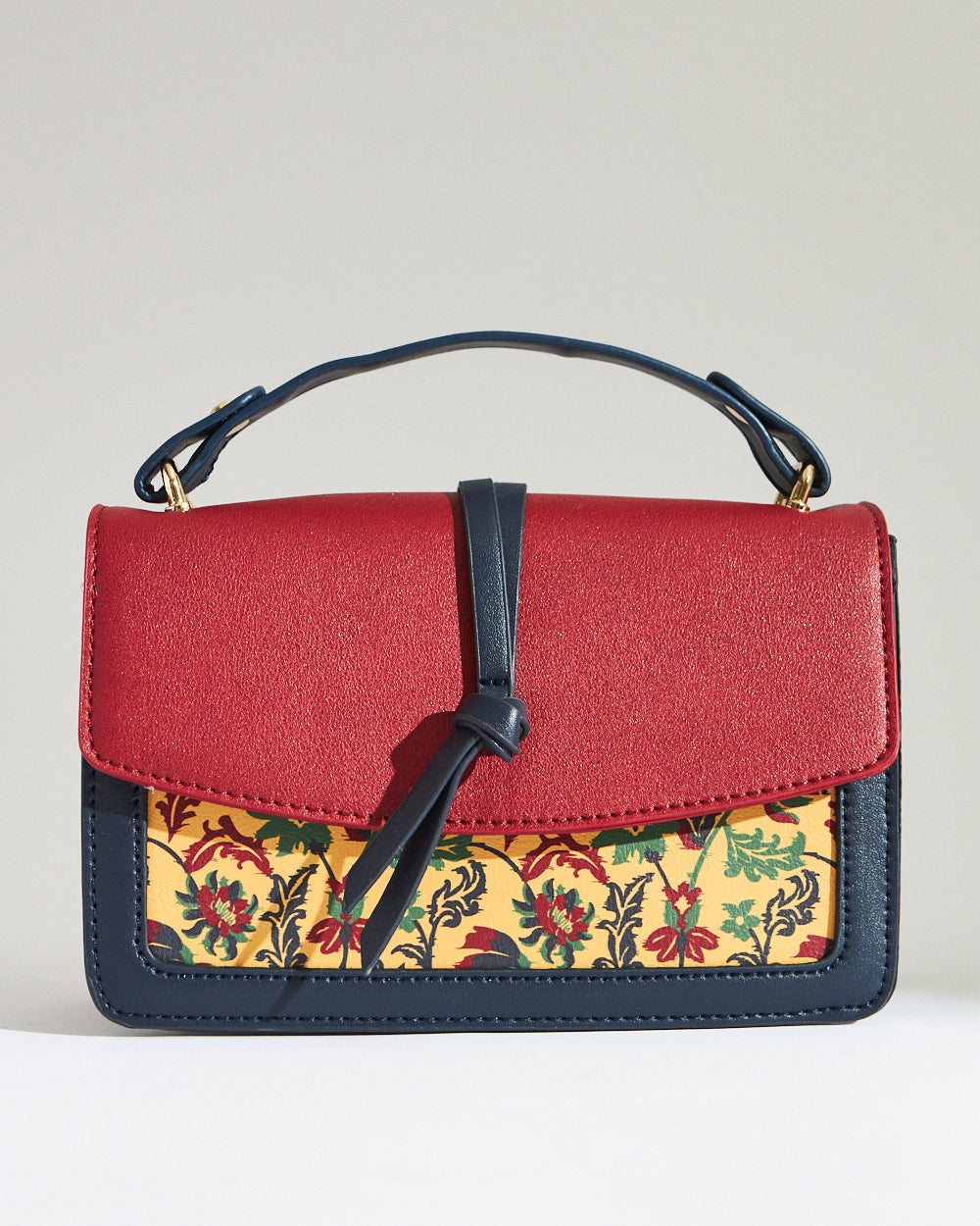 Vibrant Flowers Satchel Bag - Red