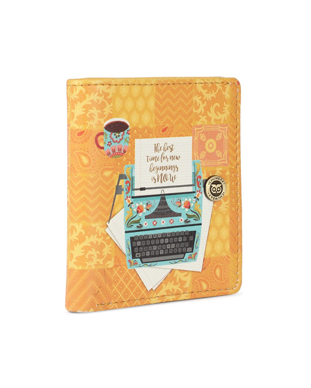 Chumbak Floral Typewriter Yellow Printed Snap Button Wallet