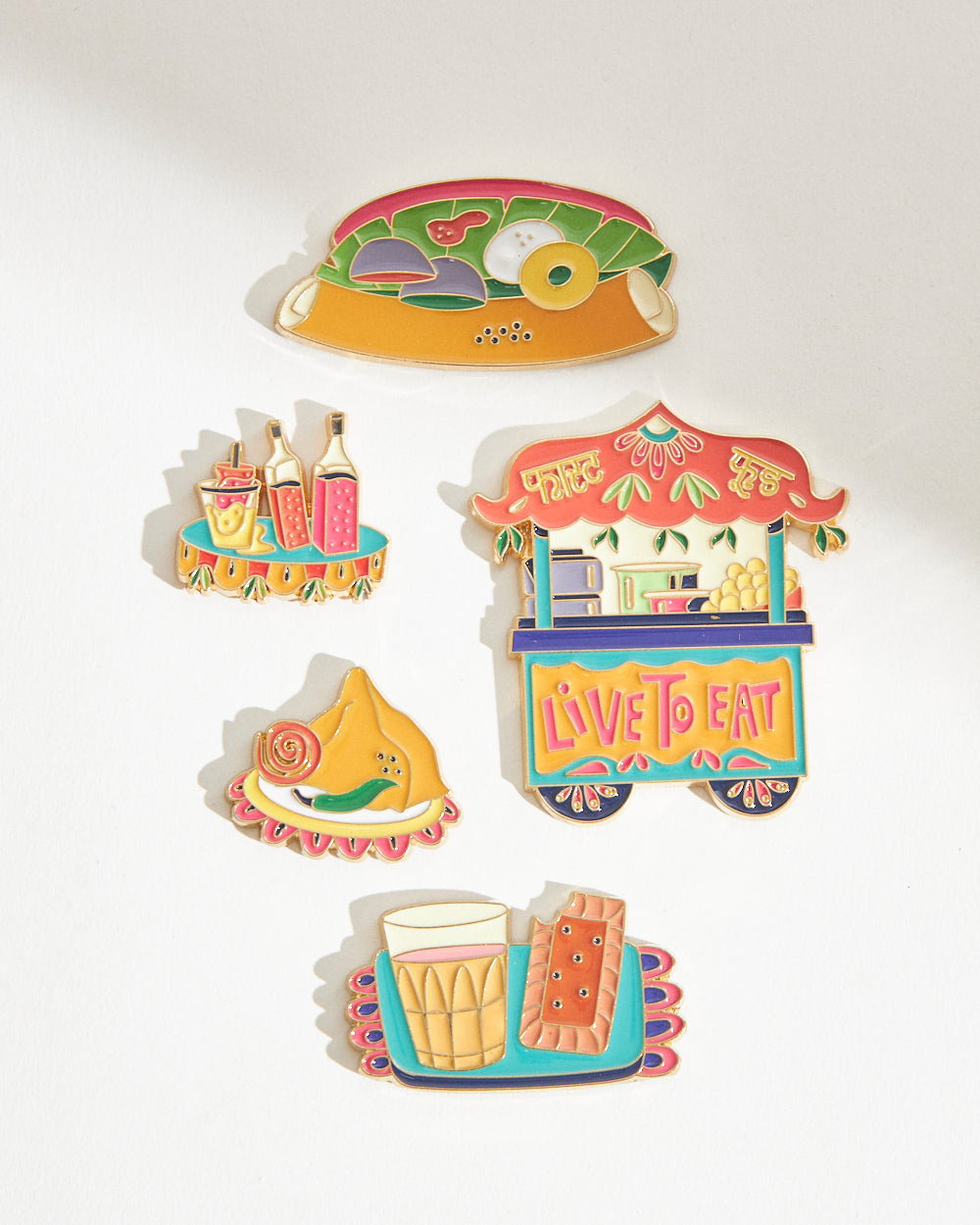 Chumbak Classic Live to Eat Fridge Magnets - Set Of 5