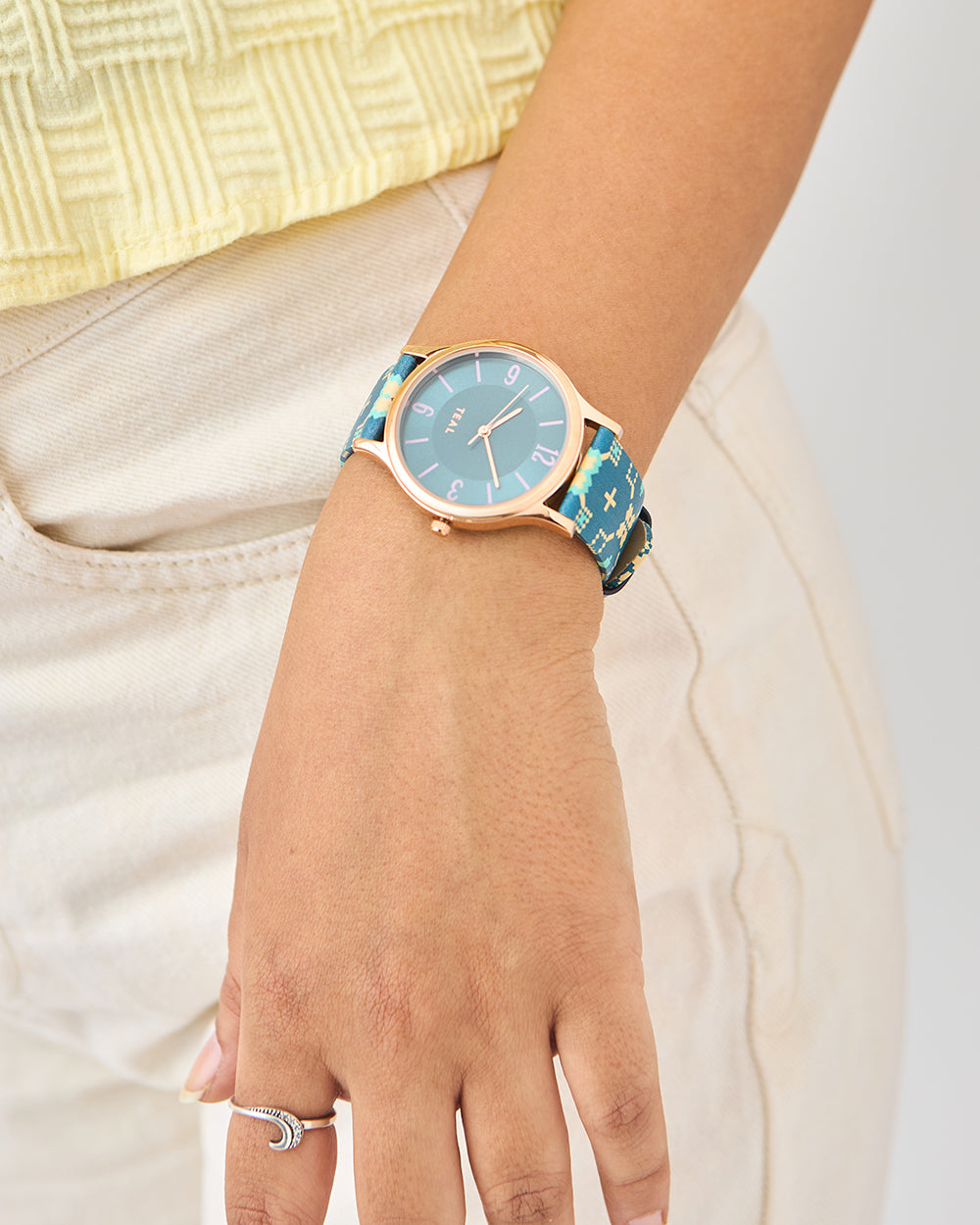 TEAL by Chumbak Ethnic Touch Printed Strap Wrist Watch