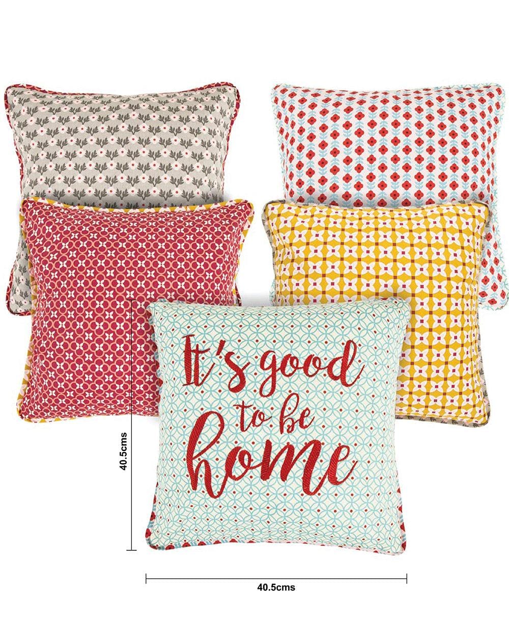 Chumbak Afternoon Picnic 16 ” Cushion Covers - Set of 5