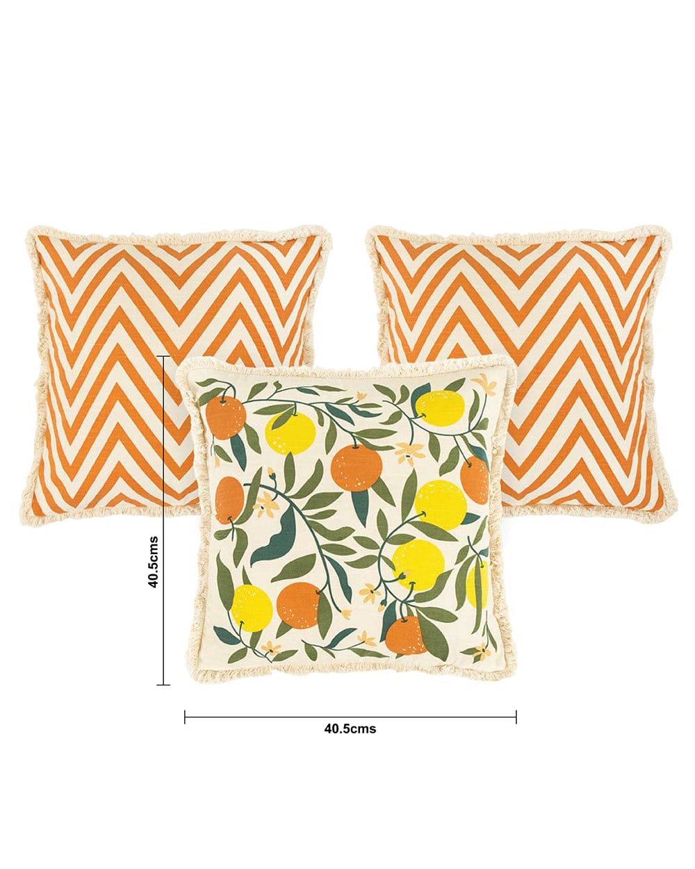 Chumbak Tropical Fruits Fringe Cushion Cover  Set