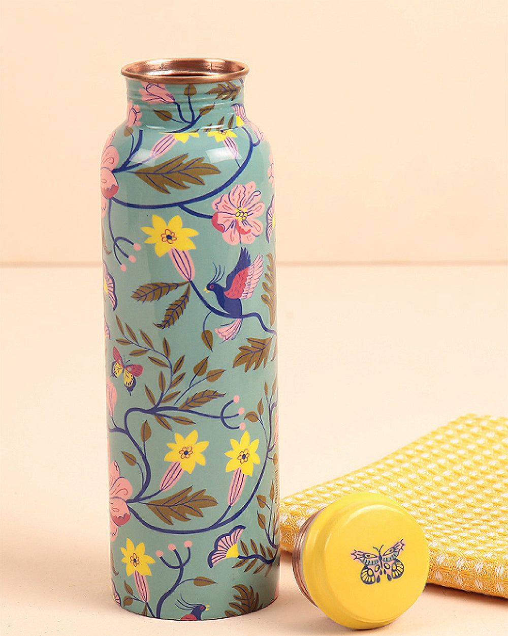 European Florals Copper Bottle - Teal