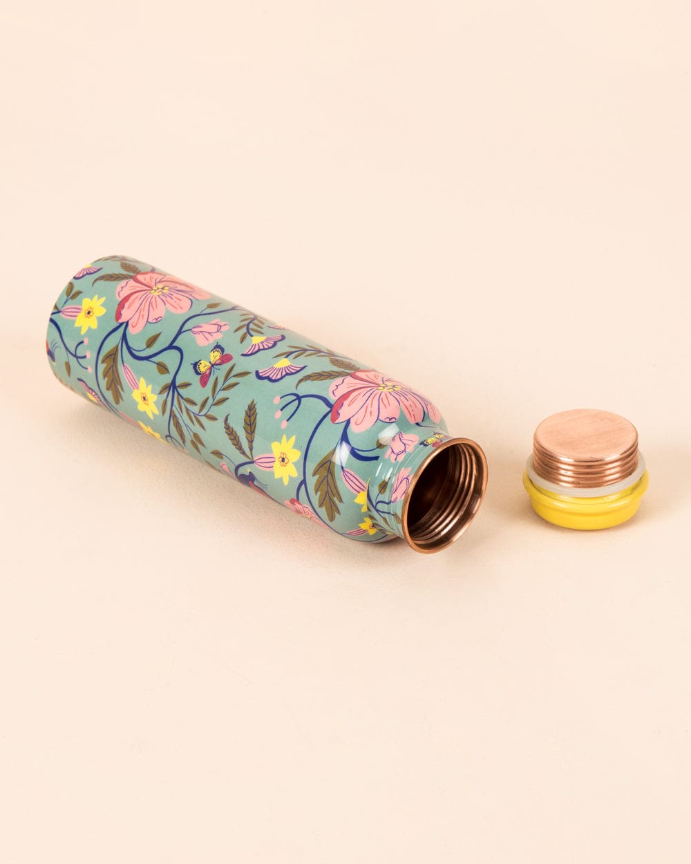 Chumbak European Florals Copper Bottle - Teal