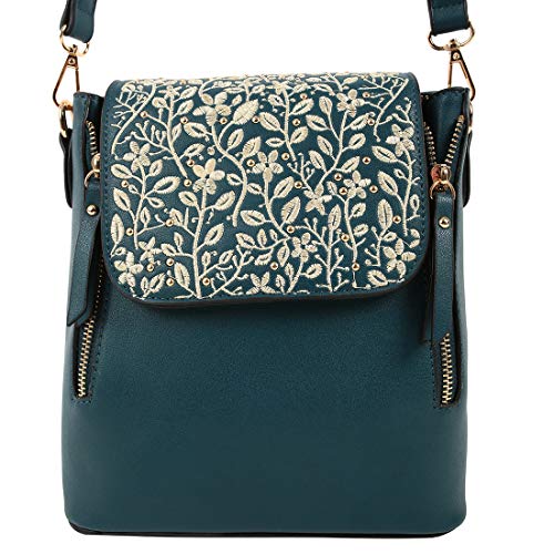 Forest Flowers Embroidered Sling Bag