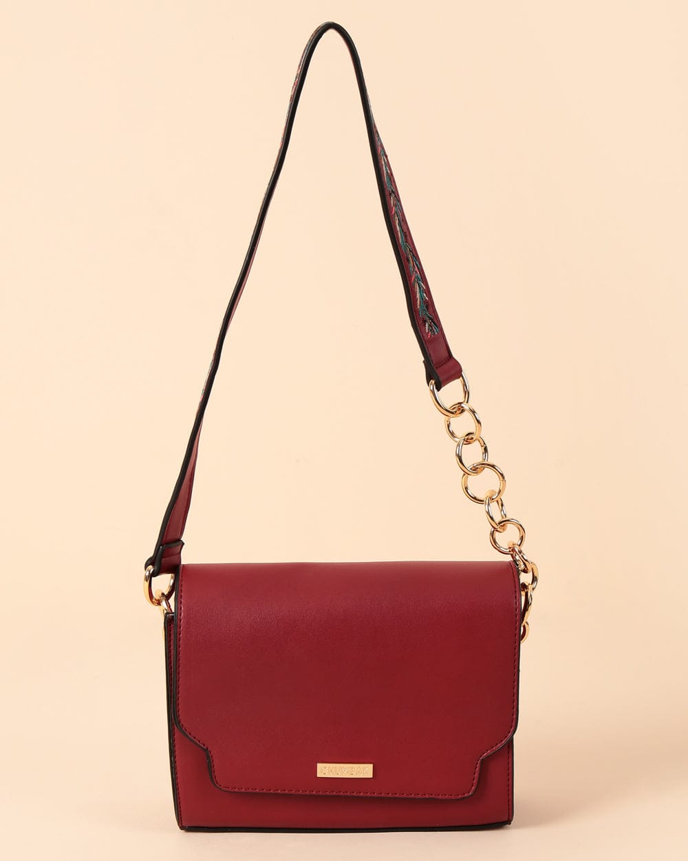 Chumbak Tropical Vines Crossbody Bag ' Maroon